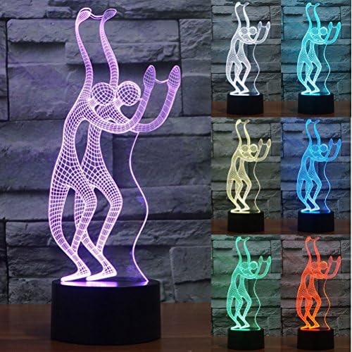 ZLTFashion 3D Visual Optical Illusion Colorful LED Table Lamp Touch Cool Style Night Light Christmas Prank Gifts Romantic Holiday Cute Creative Gadget (Dancing)