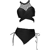 Meowcos Women's Bikini Sets Gothic Bathing Suit Fishnet Designed Two Piece Swimsuit