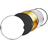 NEEWER 43"/110cm Light Reflector with Handle Grip with 3/8" Thread, 5 in 1 Collapsible Disc Light Diffuser Translucent/Silver