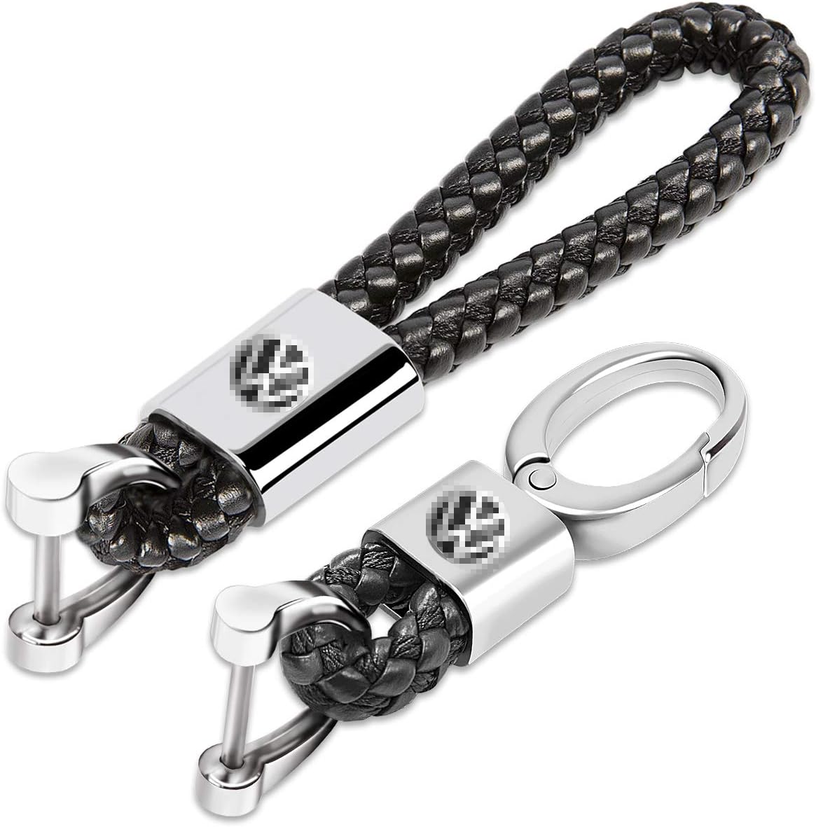 ROYAGO 2Pack Car Keychains Leather KeyRings Grip Strap for Mercedes Benz BMW Audi Ford Toyota VW Honda (Black, for VW)