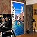 Fymural Door Wall Mural Wallpaper Stickers 30.3x78.7 Venice Canal Vinyl Removable 3D Decals