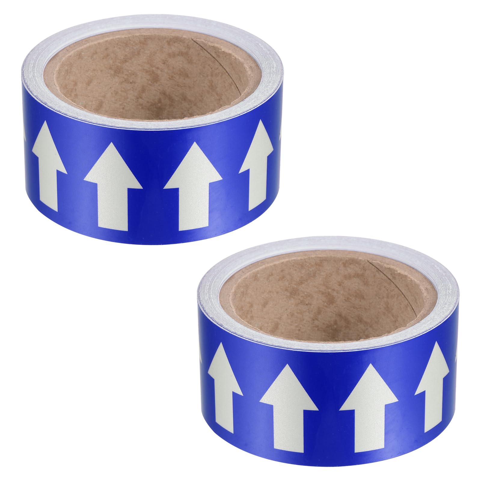 PATIKIL Flow Arrow Tape, 2 Roll Polyethylene Pipe Marking Sticker with Reflective Strip, Waterproof Heat Resistant, for Pipe Flow Directional Identification, 2 Inch x 33 Ft, Blue/White