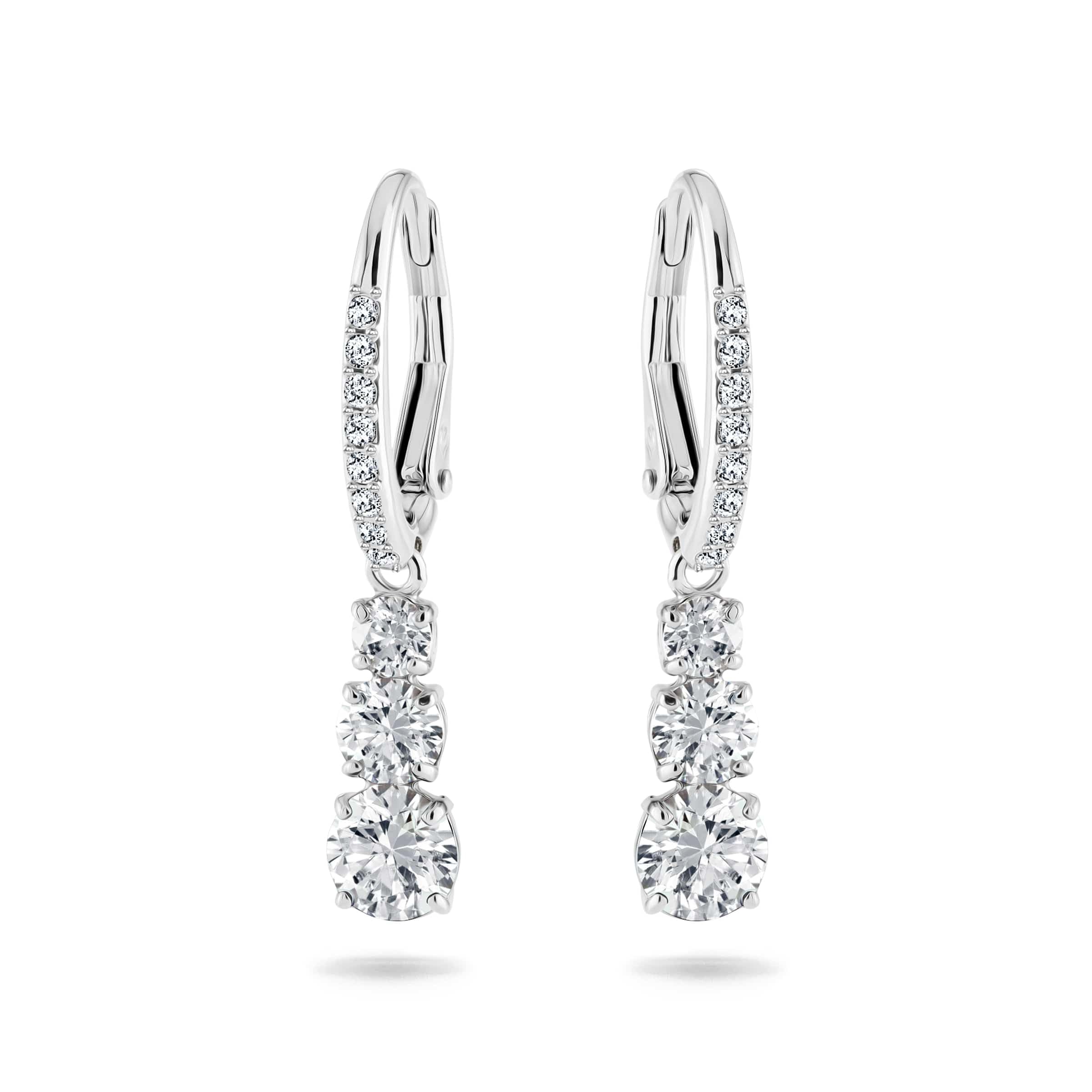 Swarovski Attract Trilogy earrings, White, Rhodium plated