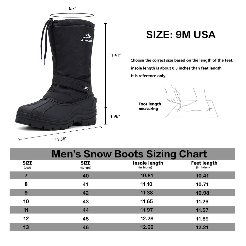 ALEADER Men's Winter Waterproof Insulated Shell Warm Inner Comfortable Outdoor Snow Boots