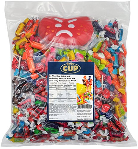 Tootsie Roll Candy Mix 5 Pound Variety Frooties Candy, Tootsie Fruit Chews and Miniature Tootsie Roll Pops Bulk Halloween Candy Individually Wrapped - with Jelly Belly Emoji Mini Plush Toy