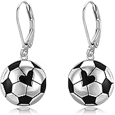 Soccer/Baseball Dangle Earrings Sterling Silver Sports Jewelry Gifts for Women
