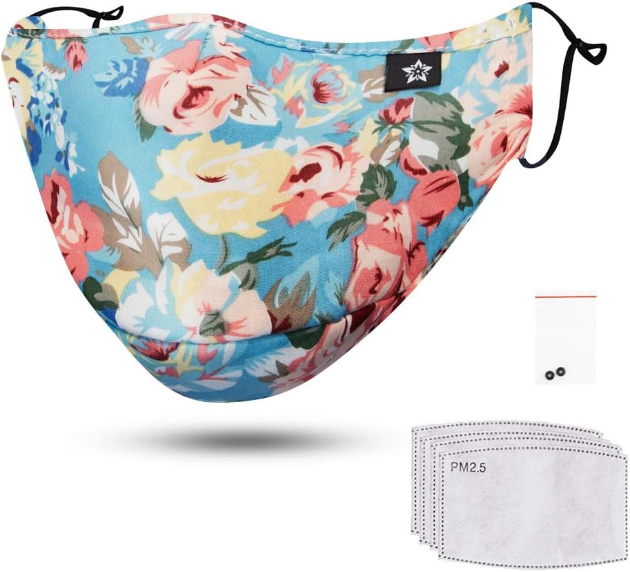 Mouth Face cover Cotton Dust Reusable and Washable Fashion Cute Adjustable Protection Half Cloth Shields for Pollution,Pollen,Smoke, Running, Personal Health