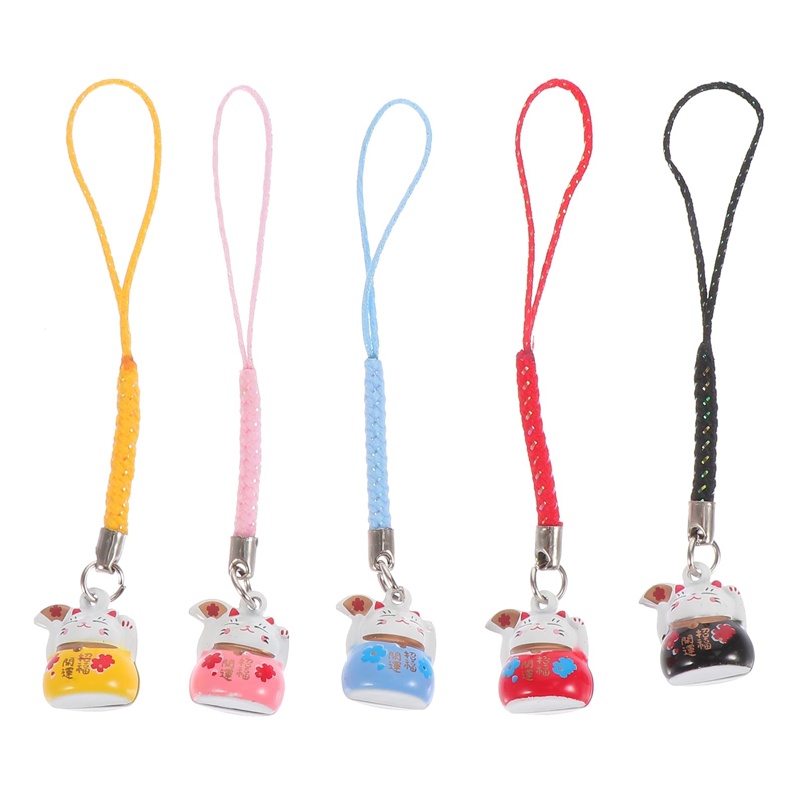 Cabilock Fan Lucky Cat Pendant Copper Bell Keychain Charm Small 4 Inch Japanese Lucky Cat Phone Bag Accessory Themed