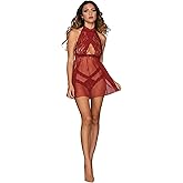 Dreamgirl womens Key Hole Babydoll Lingerie, Garnet, One Size US