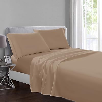 Yorkshire Bedding Flat Sheet King 100% Egyptian Cotton 200 TC Beige