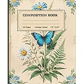 Vintage Butterfly Composition Notebook: Cottage core Style | Perfect Gift for Girls, Teen Students, Women Writers