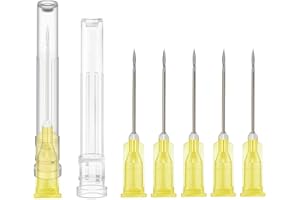 100 Pack - 20Gauge 1 Inch Sterile Disposable Injection Needle with Cap for Scientific Labs and Industrial Dispensing Needle A