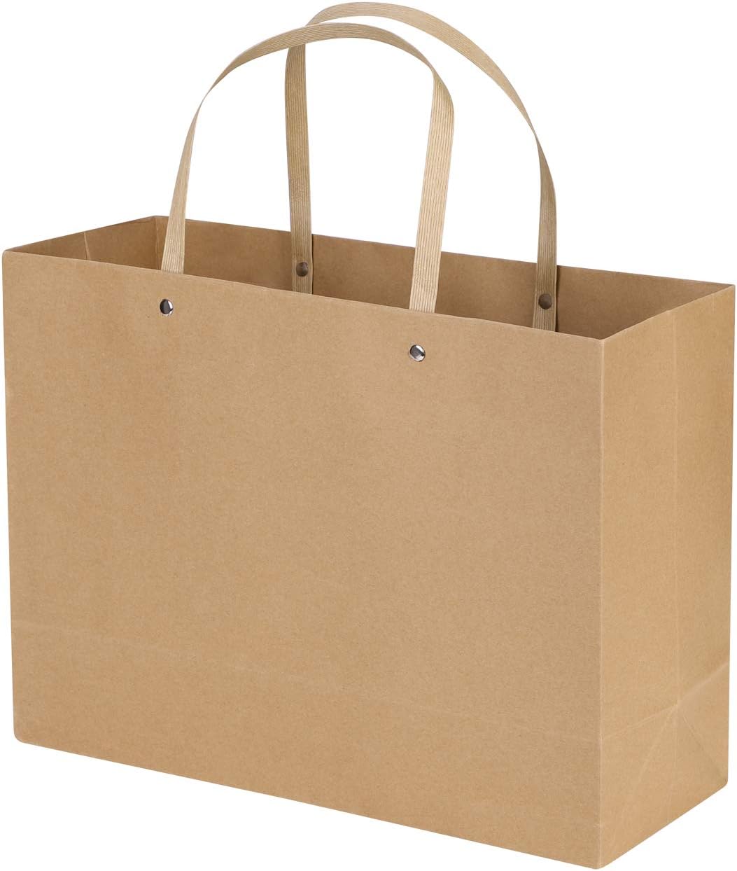 10pcs Paper Carrier Bags Large Kraft Gift Bags Party Bags with Handle Reusable Present Treat Bag Tote Bag for Birthday,Wedding,Christmas Party,Shopping,Baby Shower,Bridal Shower,Restaurant takeouts