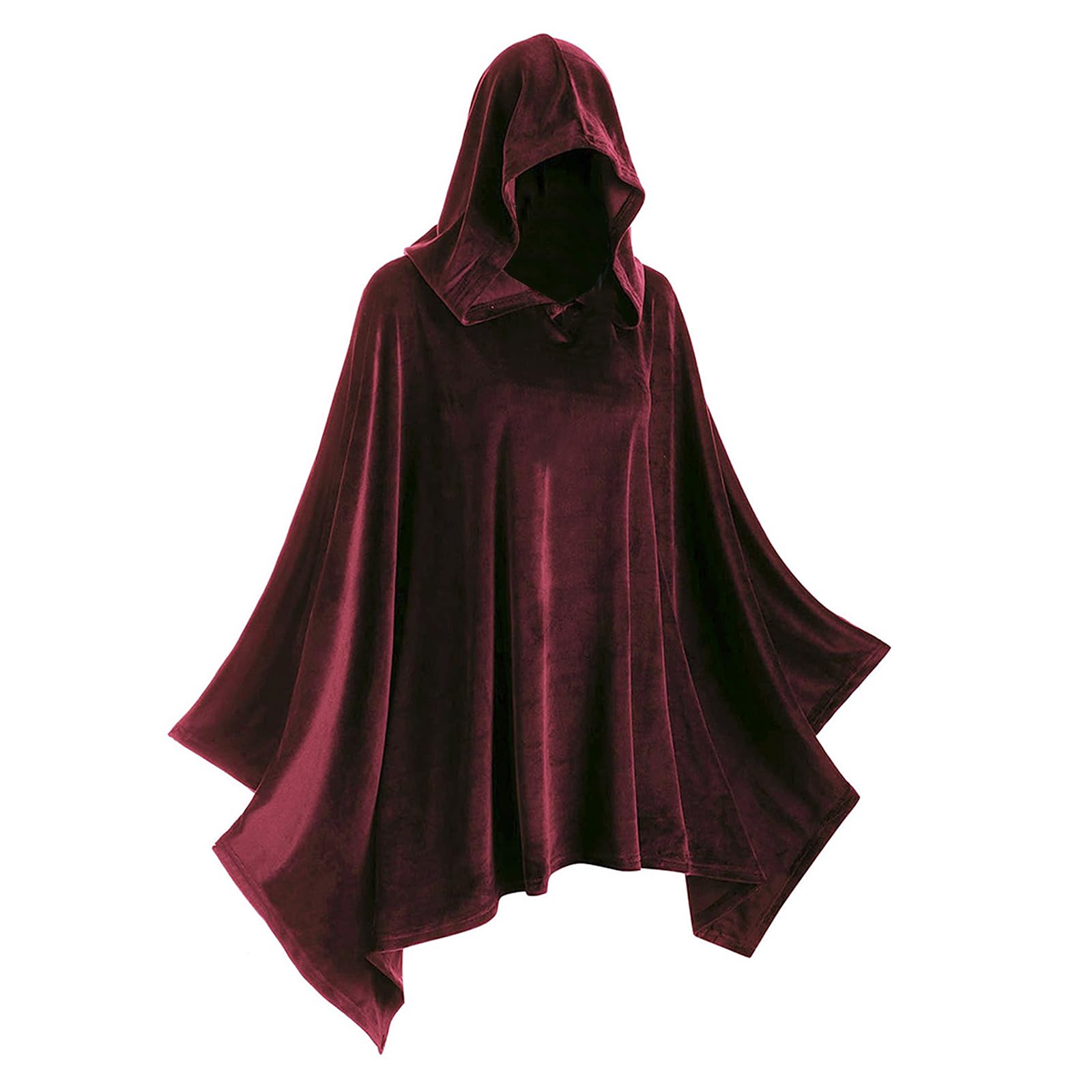 JIAHG Adult Halloween Warm Hooded Cloak Winter Soft Velvet Cape Medieval Vintage Dress Up Cozy Cloak Cosplay Costume Fancy Dress Accessory Role Play Prop for Halloween Christmas Party