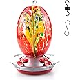 Muse Garden Hummingbird Feeder for Outdoors, Hand Blown Glass, 25 Ounces, Containing Ant Moat, Phoenix