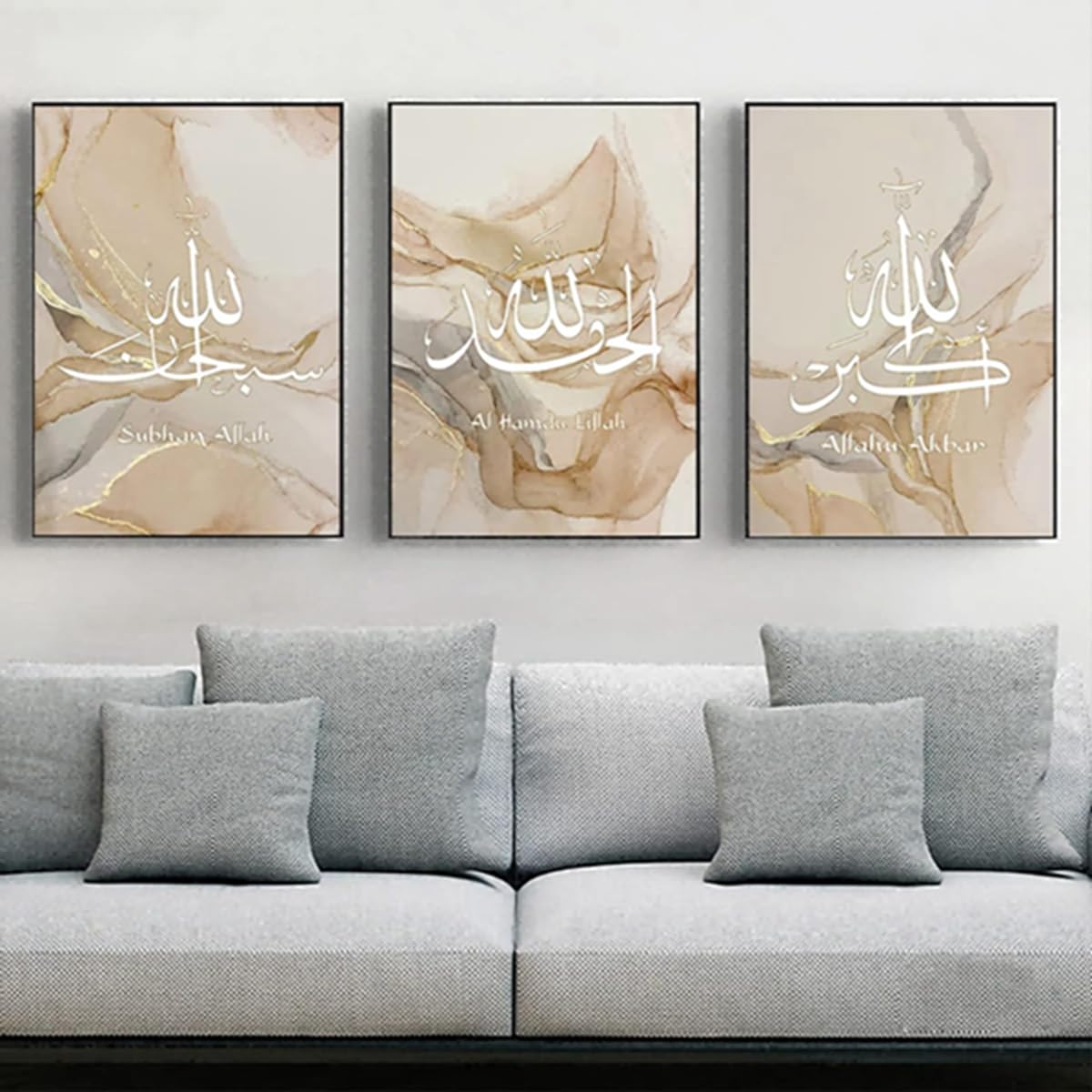 JNAOZI Islamic Pictures,Islamic Arabic Calligraphy Canvas Painting, Allah Islamic Quotes Poster Decoration,Bohemian Mural Abstract Pictures, No Frame (Poster-07,3Pcs-50x70cm)