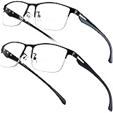 SKYOAK 2 Pack Mens Premium Bifocal Reading Glasses, TR90 Temples Blue Light Blocking Near/Far Dual-use Computer Readers Anti UV/Eye Strain Quality Half Frame Eyeglasses for Men, 2.5x