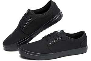 CONVOLE Non Slip Work Shoes for Men & Women Food Service, Black Unisex Casual Stain & Oil Slip Resistant Restaurant Server Sneakers, Comfortable Water Resistant Culinary Chef Kitchen Cook Shoes