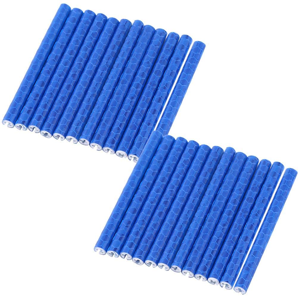 Keenso Bike Spoke Reflector, 24 Pcs Colorful Cycling Wheel Reflector Wheel Spoke Reflector Clips Reflective Warning Strip Clip Tube (Blue) riding bike reflectors spoke
