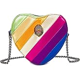 Rejolly Heart Shaped Purse for Women Crossbody Bag Metallic PU Leather Shoulder Bag with Chain Strap