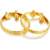 Ethlyn Birthday Gifts for baby 18K Gold plated Mini Size Baby Bangles Bracelet for infants girls boys Stars Bells Heart Jewelry (2pcs/lot)