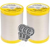 Coats &amp; Clark Cotton All Purpose Sewing Thread 100% Mercerized Cotton 225 Yards Each Spool S970 2 Pack Bundle with 3 Bella's Crafts Needle Threaders (Natural)