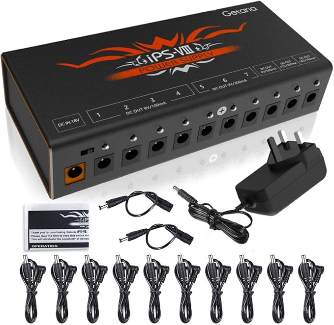 Getaria Guitar Pedal Power Supply Isolated Pedal Power DC 10 Outputs