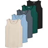 Real Essentials 5 Pack: Men's Dry-Fit Muscle Tank Top Sleeveless Shirts Workout Tees Athletic Gym (Big & Tall Available)
