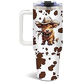 DUUV Highland Cow Tumbler 40 Oz, Highland Cow Gifts for Women Girls Mom Wife, Christmas Birthday Gifts for Farm Lovers Cowboy Cowgirl, Cute Cowgirl Theme Stuff, 1PCS