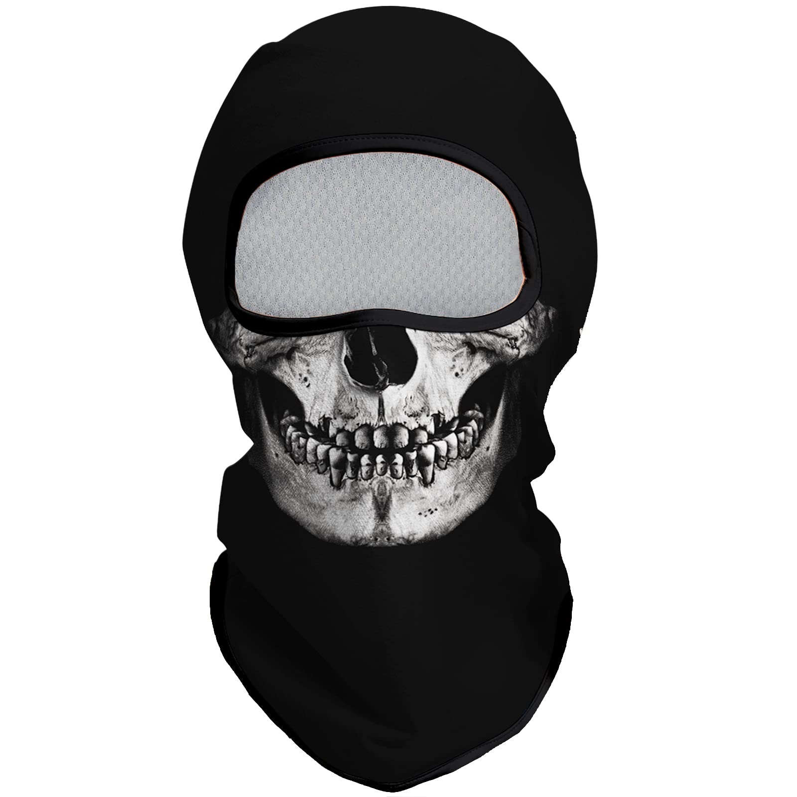 Eikuni Balaclava Face Mask for Men Women Lightweight for Ski Motorbike Motorcycle Halloween Cycling Riding Hunting Fishing (Skull White Face Black Nose)