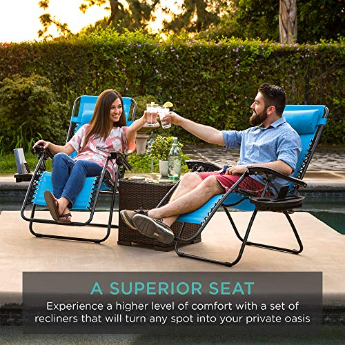 Best Choice Products Set of 2 Adjustable Steel Mesh Zero Gravity Lounge Chair Recliners w