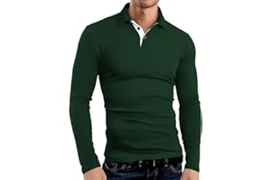 KUYIGO Men's Short Long Sleeve Polo Shirts Casual Slim Fit Basic Designed Cotton Shirt Tops