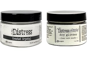 FORDOG Ranger - Tim Holtz Tim Holtz Distress Frosted Crystal Embossing Medium & Distress Rock Candy Stickles Dry Glitter - Two Item Bundle, red green, 2 Piece Set