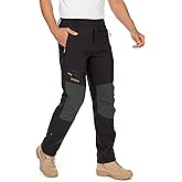 Mens Waterproof Hiking Pants,Snow Ski Fleece Lined Insulated Pants Soft Shell Winter Pants Camping Fishing Work Outdoor