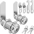 Pertinel Cam Locks Cabinet Locks Keyed Alike, 1-3/8'' (Length) Cylinder Fits on 1-1/8'' Max Panel Thickness, Secure Files Drawers RV Storage Locks Replacement Set, Zinc Alloy (1-3/8 Inch 2Pcs)