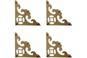 Tiazza 4Pcs Vintage Brass Antique Decorative Box Corner Protector Triangle with Screws,Wooden Jewelry Gift Box Cabinet Chest Accessories Guard Edge Cover Flat Corner Braces(Antique Bronze)