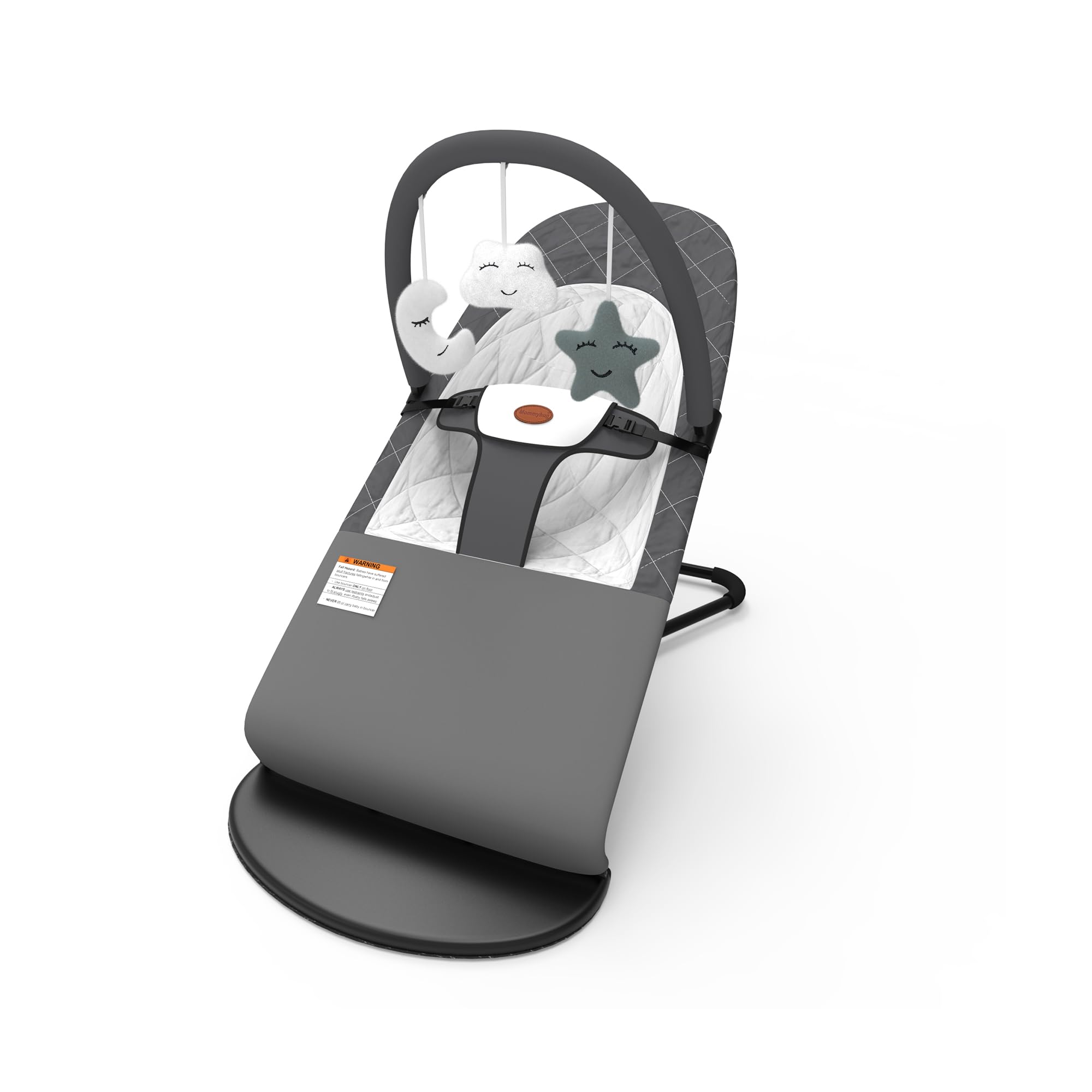 Photo 1 of Portable Baby Bouncer Seat for Infants, 0-18 Months, 100% Cotton, 3 Modes of Use with Rocker & Stationary Options, Ergonomic Infant Chair with Hanging Toys – Grey+