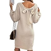 Chvity Women Sexy Backless Bow Tied Long Lantern Sleeve Pullover Sweaters Fall Winter Trendy Clothes