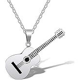 AILUOR Men Women Guitar Pick Necklace with Adjustable Chain Hip Hop Music Style Titanium Steel Guitar Tag Pendant Jewelry Personalized Gift