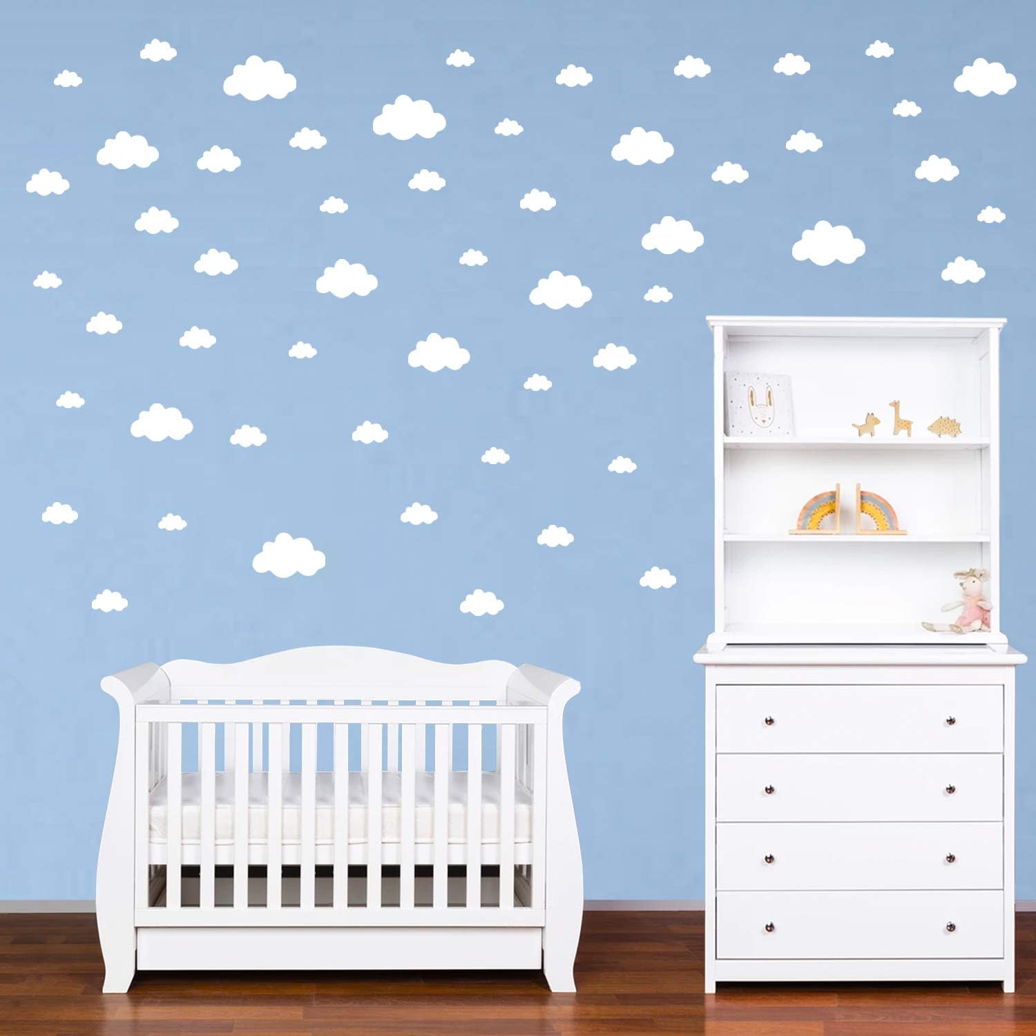PREMYO Set of 40 Cloud Wall Stickers Kids - Nursery Decor Easy to Apply - Decals for Bedrooms for Girls Boys White - Image 5