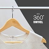 KEPLIN Strong Walnut Wood Hangers 360° Hook, Round Trouser Bar, Notches (20 view 3