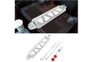 GLSOWEE Battery Hold Down Bracket, Battery Tray Aluminum Alloy Battery Tie Down Mount Bracket, Lock Accessories with Stainless Steel J Bolts for Car Battery Mount Bracket Hold