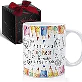 Kadiak Teachers Appreciation Gifts - It takes a Big Heart to Teach Little Minds 11oz Mug, Thank You Teacher Gift, Best Teacher's Day Gift for Women, Back To School Gifts