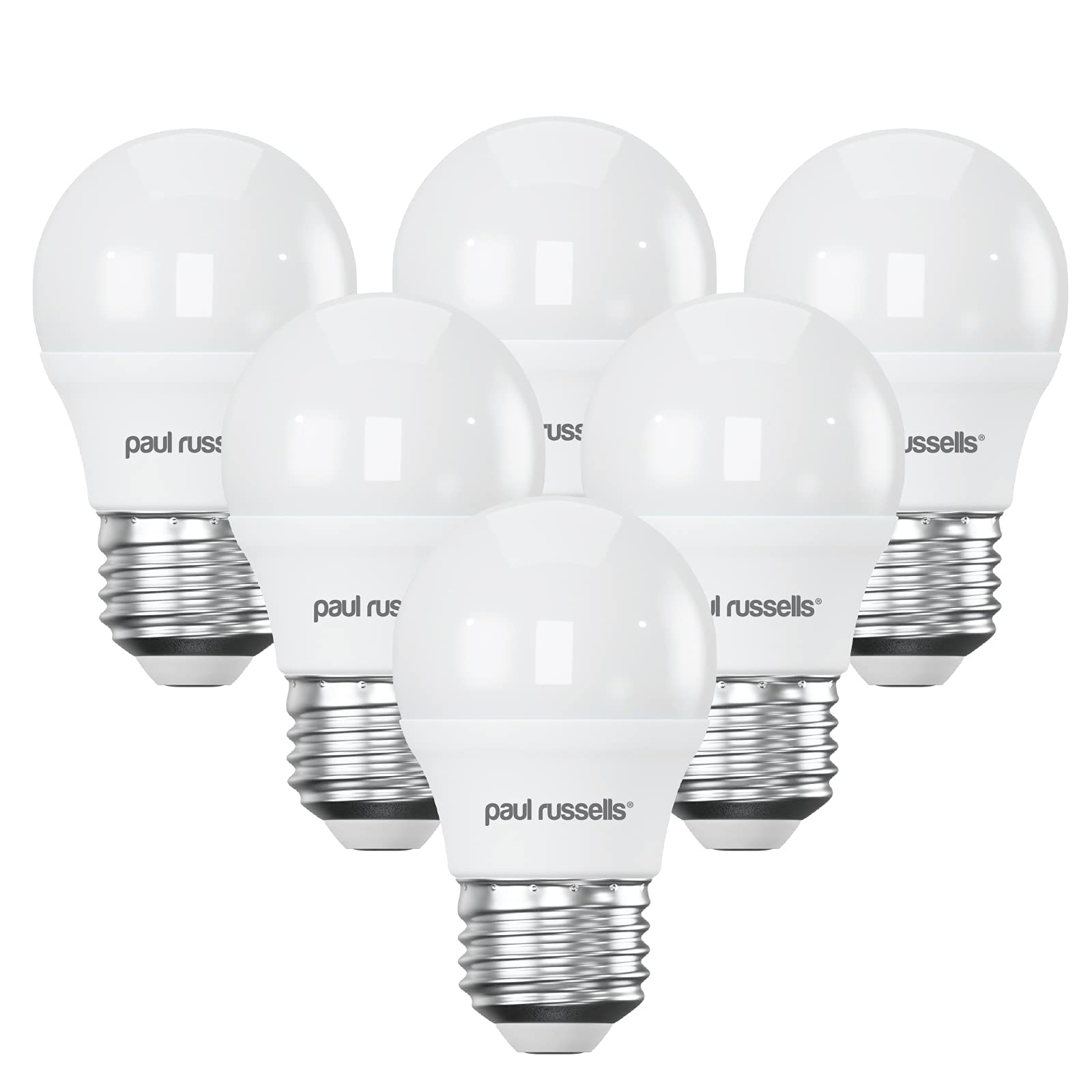 paul russells LED Light Edison Screw E27, 40w Equivalent, 4.9W 470 Lumens LED Bulbs, 4000K Natural Cool White, Mini Globe Frosted G45 ES Golf Ball Energy Saving (Not Dimmable) Lightbulbs, Pack of 6