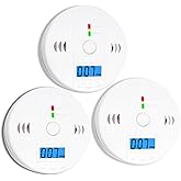 3 Pack Carbon Monoxide detectors, co Detector, Carbon Monoxide Alarm Detector Battery Powered with LCD Display, Carbon Monoxide Detector, UL2034 Standards, for Home