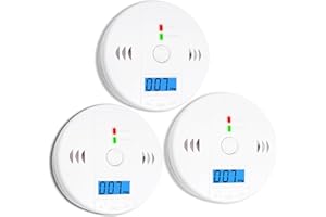 PUMWRY 3 Pack Carbon Monoxide detectors, co Detector, Carbon Monoxide Alarm Detector Battery Powered with LCD Display, Carbon Monoxide Detector, UL2034 Standards, for Home