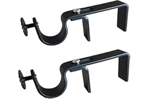 THE NONO BRACKET COMPANY NONO Bracket - Outside Mounted Blinds Curtain Rod Bracket Attachment (Black) No Drill Curtain Bracket