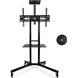 32-65 inches Flat Screen Mobile TV Mount Stand TV Cart with Adjustable Shelves