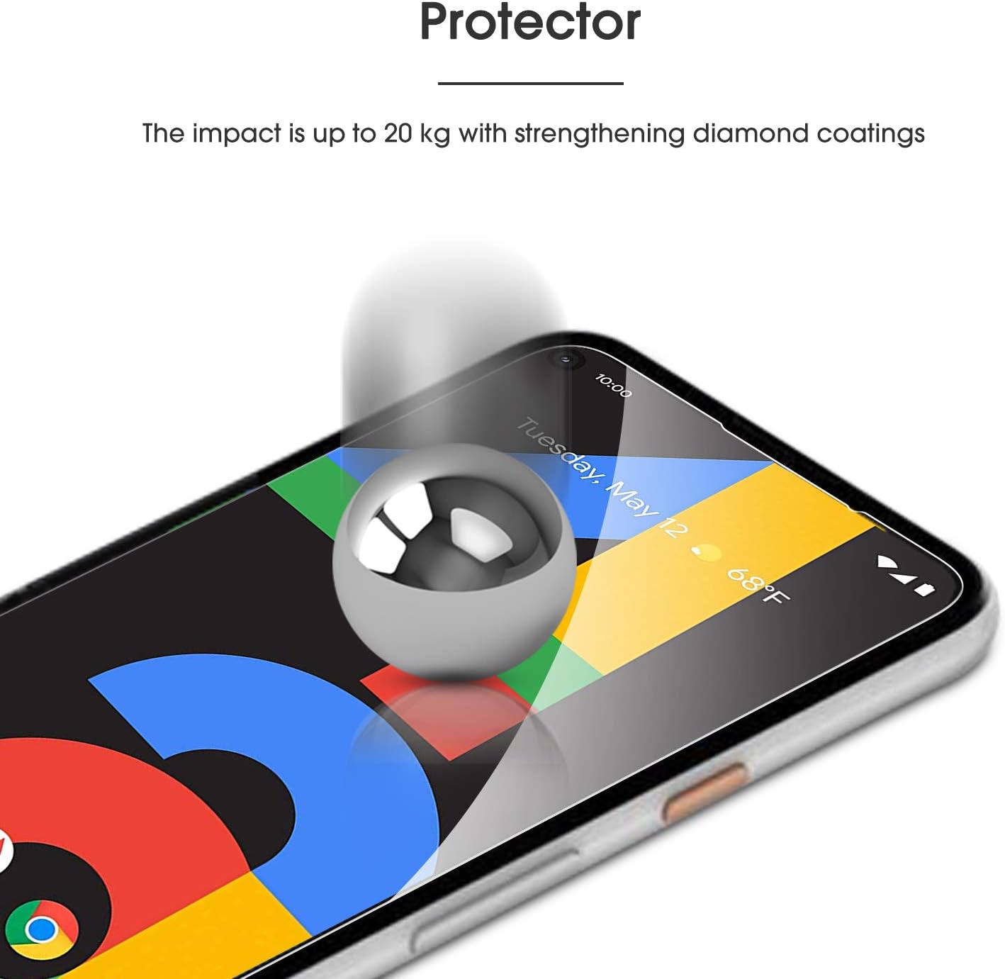 [4 Pack] OMOTON Screen Protector for Google Pixel 4a, Scratch Resistant/Easy-Install/Bubble Free/Tempered Glass Screen Protector Compatible with Google Pixel 4a