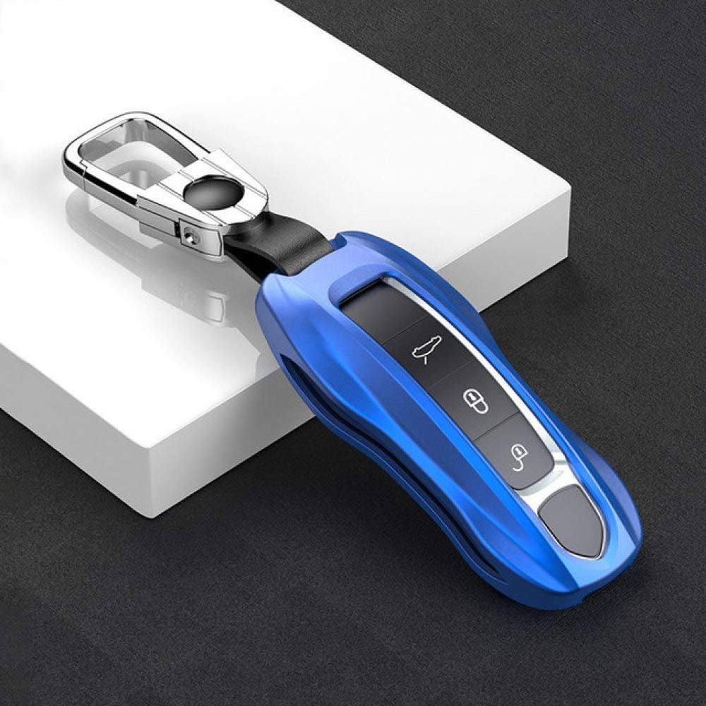 BYSDSG for Remote Car Key Case Cover Smart Key Shell For Porsche Cayenne Macan 911 Boxster Cayman Panamera Aviation aluminum Chrome Color,blue A